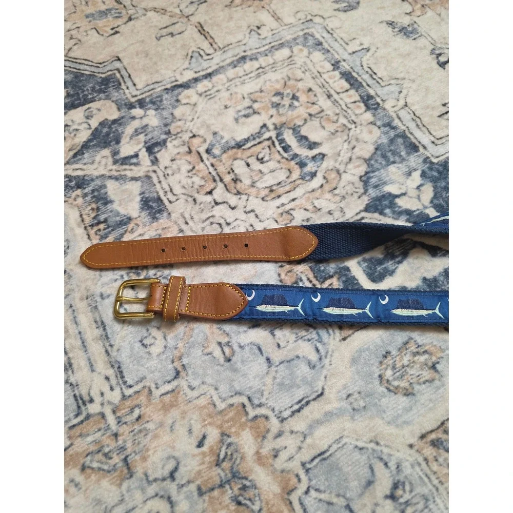 Simply Southern Men's Size 34 Swordfish Crescent Moon Preppy Resortwear Belt